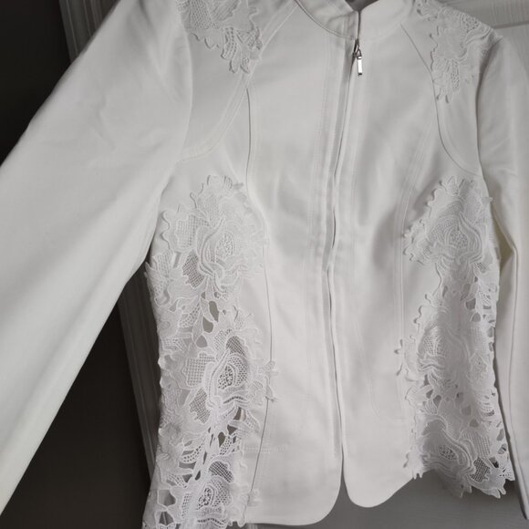 INC stretch cotton blazer with lace - WHBM jackets style - shapely - NWT - Picture 2 of 13